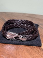 STEPHEN WEBSTER triple wrap Dark Brown Leather Bracelet With .925 clasp Size 8”