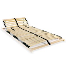 Slatted Bed Base Natural Beechwood & Birch Slats 90x200 cm 7-Zone Firm Flexible