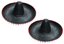 2 X MEXICAN BLACK SOMBRERO