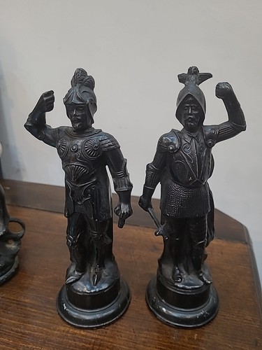 Pair spelter figurines - a,