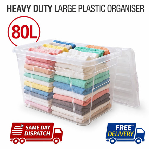 80l clear plastic storage - clear,