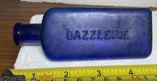 Vintage Antique “DAZZLEINE” Cobalt Blue Triangular Shaped Glass Bottle Unwashed