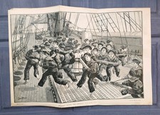 Louis Wain Antique 1888 Sailor Boys Maritime Capstan Book Print Art Lithograph