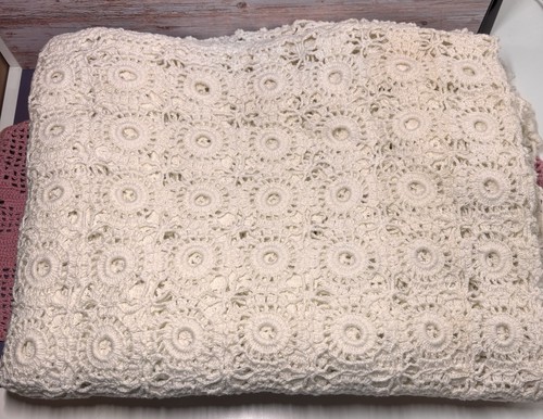 White cotton crocheted lace - cotton,