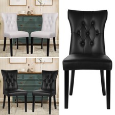 2 4 Faux Leather Dining Chairs Padded Seat Wooden Leg Kitchen Home Office Chairs