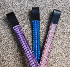 Velvet Colour Bling Browband. Diamante Sparkle. Blue Pink Purple. Pony Cob Full