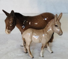 Beswick Detailed Natural Brown Grey Gloss Donkey (1364B)  & Foal (2110)