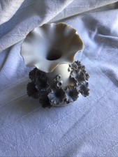 Vintage Chess elk Pottery Small White And Blue Vase With Flowers. Reduced 