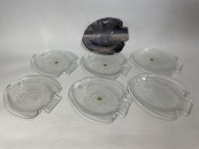 Vintage 70sArcoroc France Glass Fish Shaped Plates Set of 6 Decorative Tableware