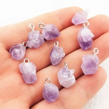10pcs Natural Amethyst Charms Pendant Raw Stone Natural Healing Quartz Jewellery