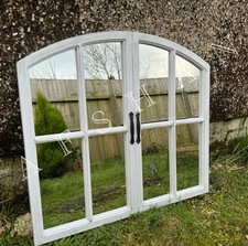 Rustic white arched window - white,