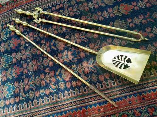 Antique brass companion fire - brass,