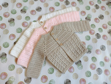 Handmade Baby Cardigan Crochet, New Baby Gift, Ridged Pattern