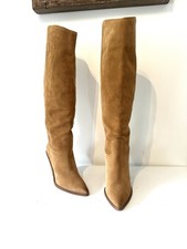 Sam Edelman Suede Knee-High Boots Tan Leather Western Women's Size UK 3 US 6  