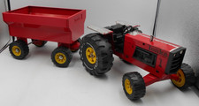 VINTAGE TONKA LARGE RED PRESSED STEEL TRACTOR & TRAILER PLEASE READ