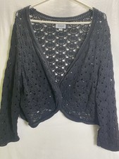 Avenue Black Crocheted Shrug