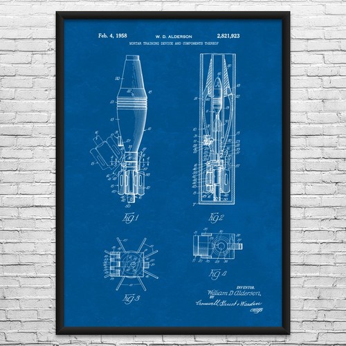 Mortar shell patent wall art - shell,