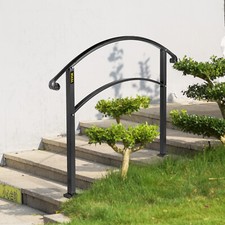 VEVOR 3/4/5 FT Adjustable Wrought Iron Handrail For 3/4/5 Steps Outdoor Stairs