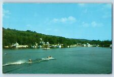 c1960 Alton Bay Surfing Board Jet Ski New Hampshire Koppel Color Cards Postcard