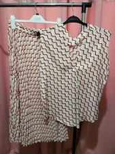 LADIES SKIRT & OUTFIT TOP  SET PINK WHITE PATTERN SIZE 14 MARKS AND SPENCER