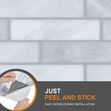 10PCS Marble Self Adhesive Peel and Stick Backsplash Tiles Mosaic Brick Stickers