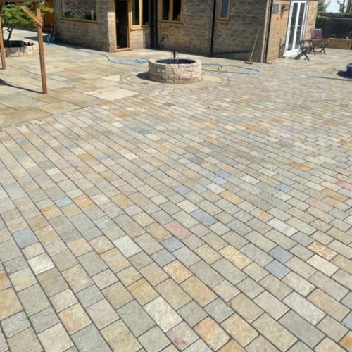 Yellow limestone cobble - yellow,