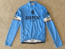 Bianchi Long Sleeve Cycling Jersey Fleece Lined Mens Blue Size Large BNWOT