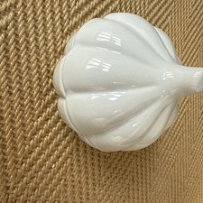 White Ceramic Garlic Jar, Garlic Storage Jar 4” X 4”