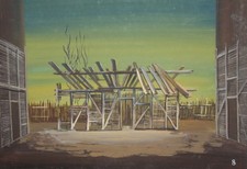 Vintage gouache painting stage