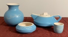 Mixed Lot 4 Pieces of Devonmoor Light Blue & White Pottery, Places