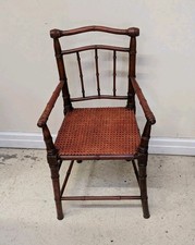 Old French Faux Bamboo Chair With Cane Seat