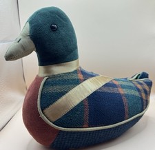 Dora Designs Mallard Duck Patchwork Tweed Velvet Weighted Door Stop
