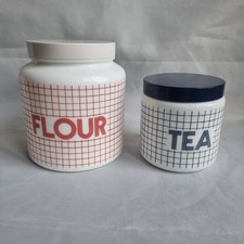 Vintage Gaydon CLP Opal Glass Storage Jars – Flour & Tea Retro Kitchen Canisters