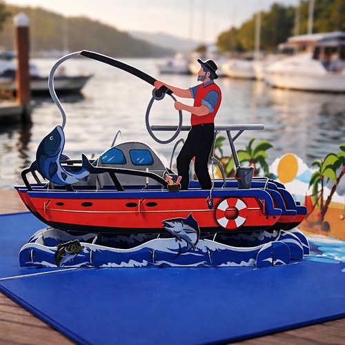Fishing pop card boat - fishing,