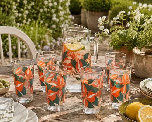 Vintage 1970s floral glass - vintage,