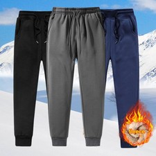 Mens Pants Fleece Lined Winter Warm Waterproof Thermal Trousers Athletic Joggers