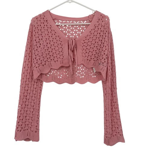 Pink crochet knit shrug - crochet,