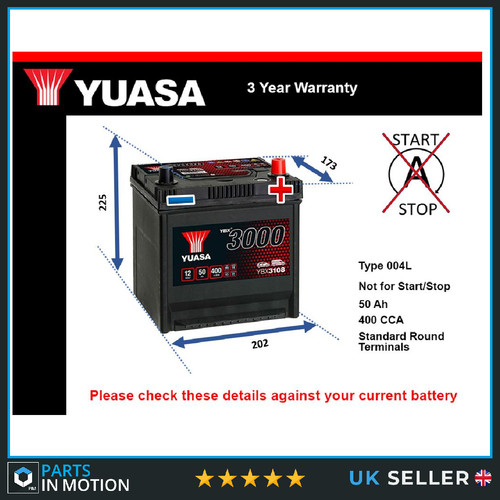 Car battery ybx3108 yuasa 004l - car,