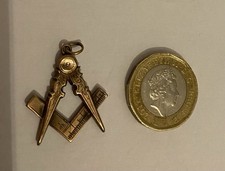 9ct rose gold Masonic Square And Compasses watch chain or chain pendant 