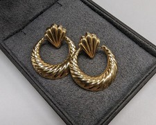 Gold 375 Door Knocker Style Earring ODD BACKS - box not included