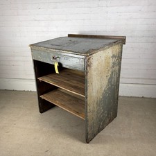 Antique Railway Station Ticket Office Sloped Top Counter Unit with Drawer