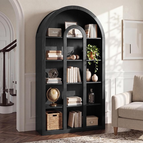 Tier black arched bookcase - 5-tier,
