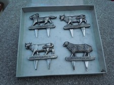 M&S Set of Four Boxed Silver Tone Metal Cheese Markers - Unused.