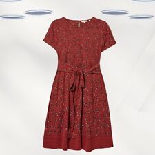 Ex Fat Face Women’s Short Sleeve Animal Jersey Dress in Red Erin