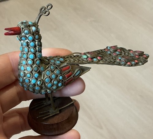 Antique nepalese brass peacock - antique,