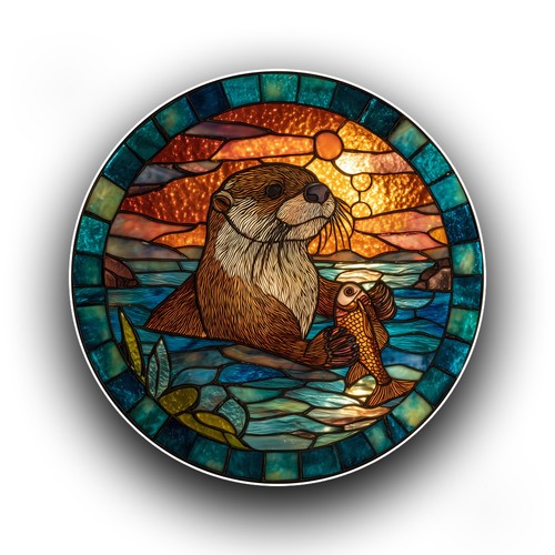 Otter animal holding fish - animal,