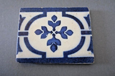 Blue and White Moroccan style tile. 4.25 x 3.25 inches