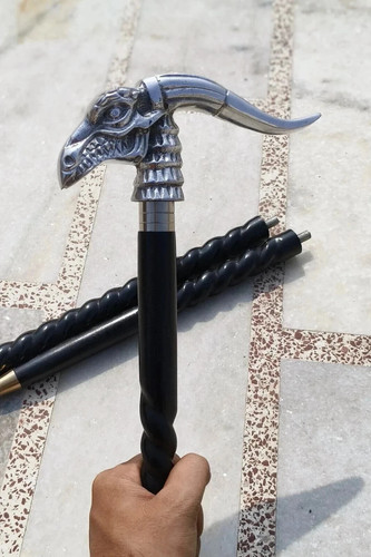 Silver dragon cane fantasy - silver,