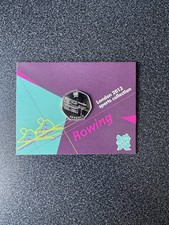 2012 London Olympics Rowing 50p Coin Uncirculated, Sealed Card