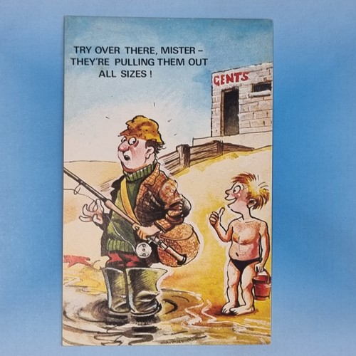 Comic postcard c1970 fisherman - postcard,